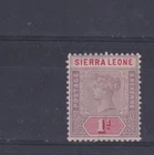 SIERRA LEONE , 1896,  SG42 TYPE 4  1d DEEP MAUVE & CARMINE, MH    CV £5+