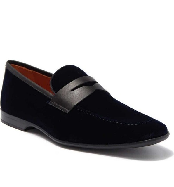 Magnanni Vale Navy Velvet Penny Loafers 
