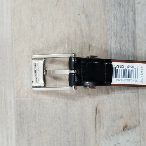 Women's Polo Ralph Lauren Size M Black Leather Belt Solid Brass Buckle - Picture 5 of 8