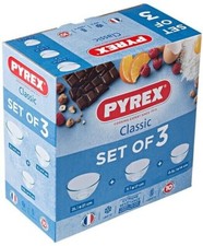 Image of Pyrex Classic Kitchen Cooking Baking Mixing Bowl Set - 0.5L, 1L & 2L - 3 Piece