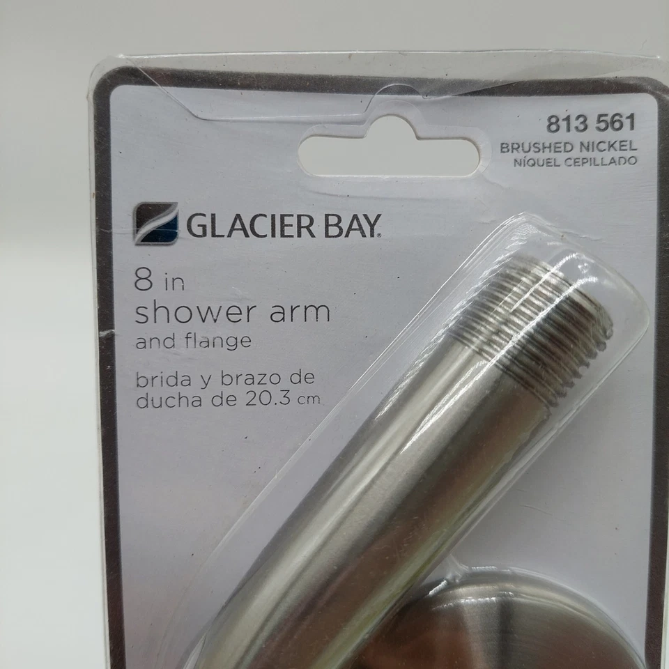 Brazo de ducha GLACIER BAY 8 pulgadas con brida cromada universal 813 561 Foto 2 de 3