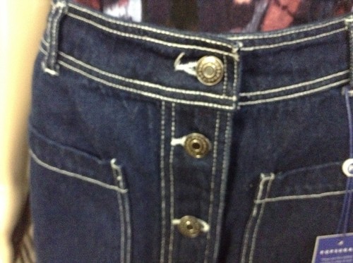 Popsugar Womens SZ 12 Short Cotton Denim Blue Jean Button Skirt New - Picture 5 of 7