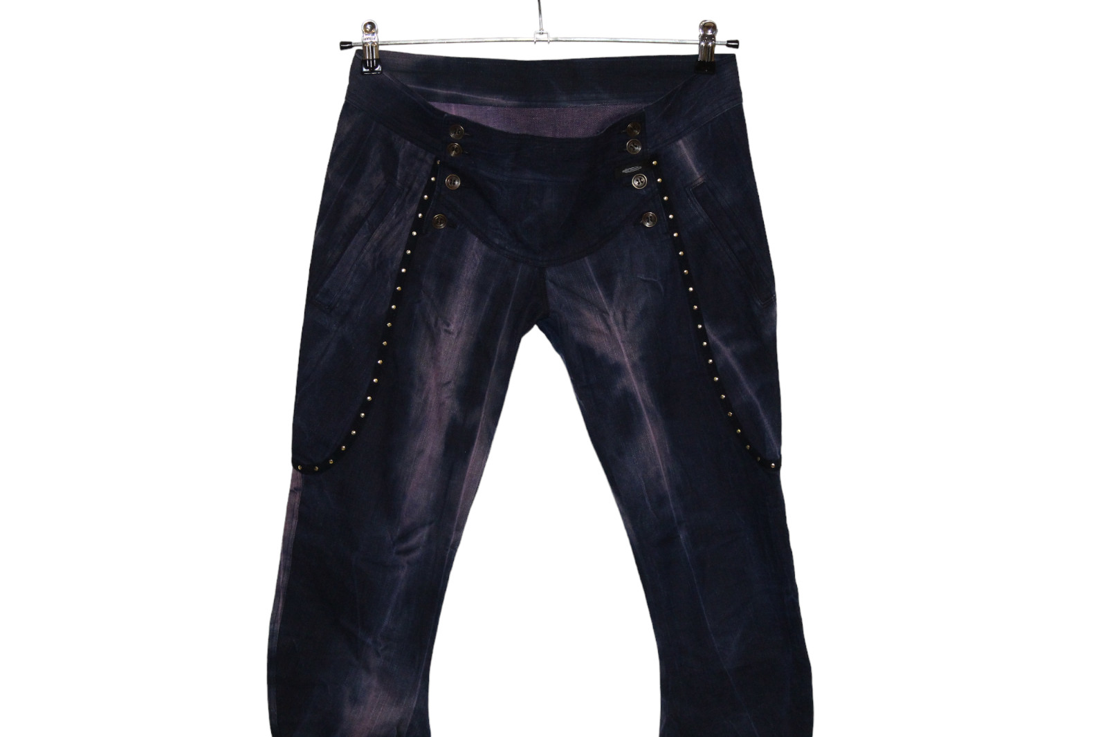 CRAZY RUNWAY! Rebekka Ruetz Studded Tie-dye Stretch Denim 3D Arc Skinny Pants image 5