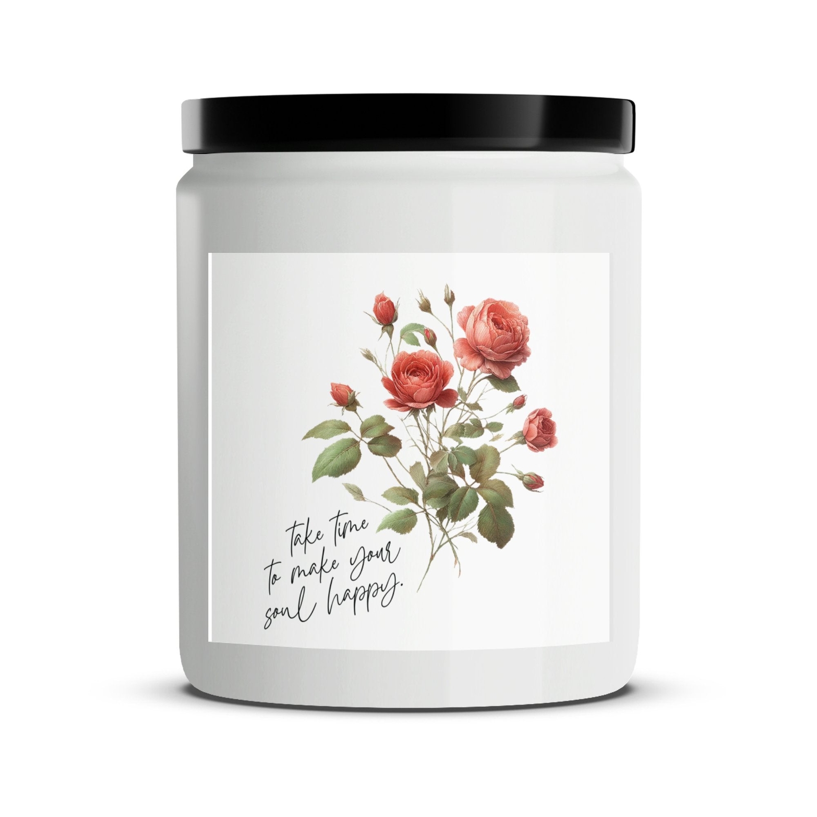 Floral Rose Scented Candle with Inspirational Quote for Home Decor-image