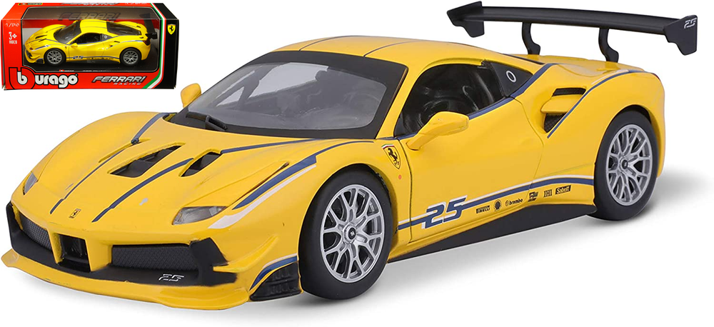 FERRARI 488 CHALLENGE RACING #25 1/24 SCALE DIECAST CAR MODEL BY BBURAGO 26307