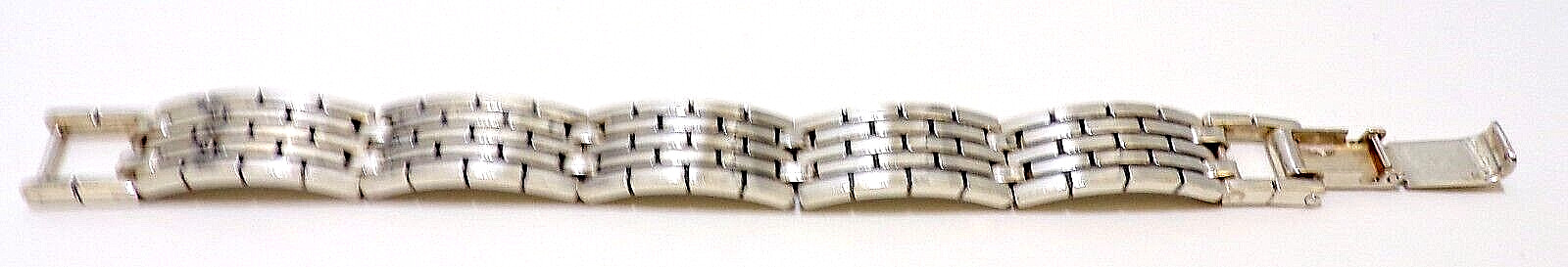 Gorgeous STERLING SILVER Brick Pattern Biker BRAC… - image 4
