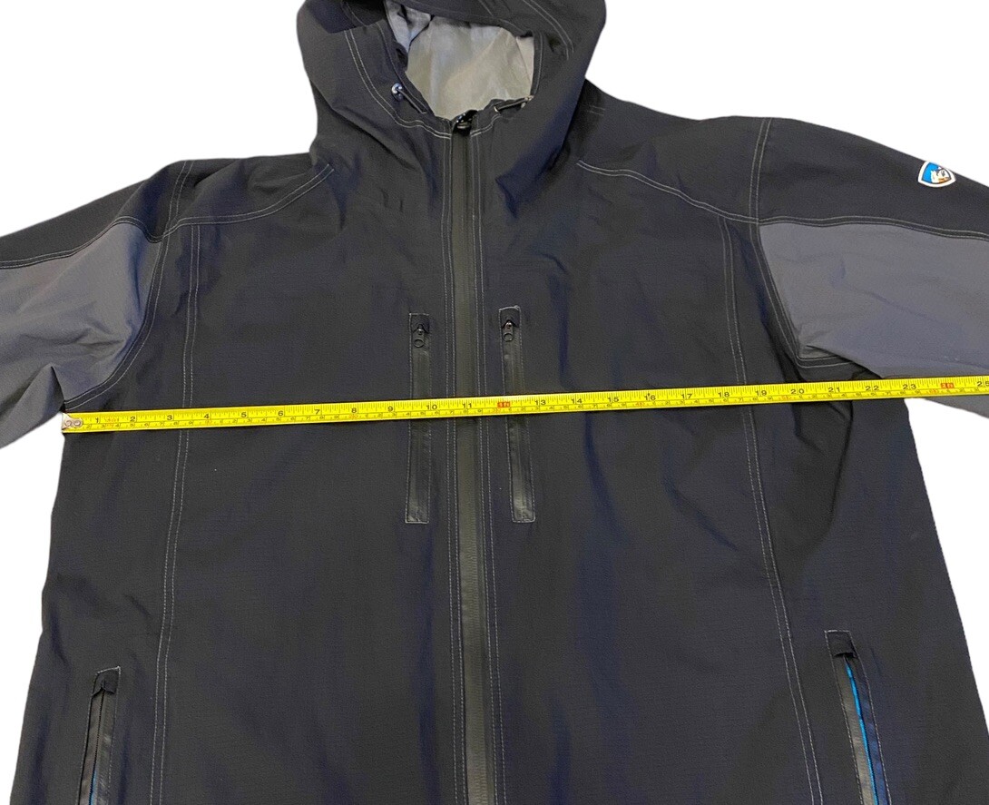 KUHL Men's Projekt Jetstream Rain Jacket Size Large Black Gray Nylon