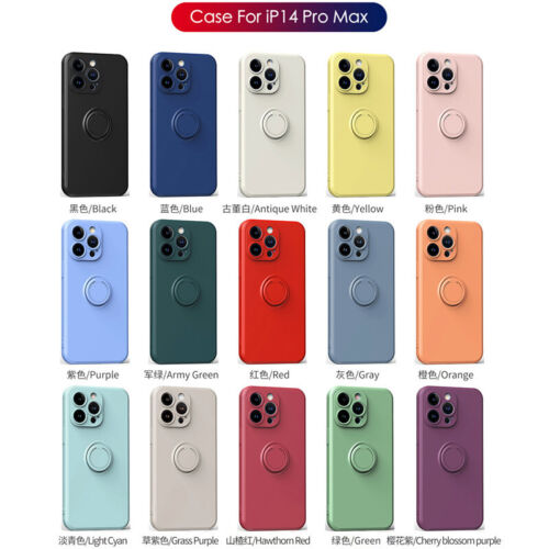 Soft silicone Case For iPhone 14 13 Pro Max 12 Shockproof With Ring Back Cover - Picture 1 of 22