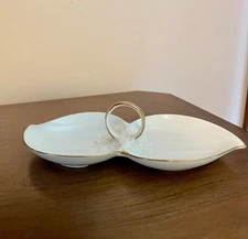 Mikasa Ivory Bone China Lila Victorian Violets Candy Dish/Tidbit Tray~MINT!