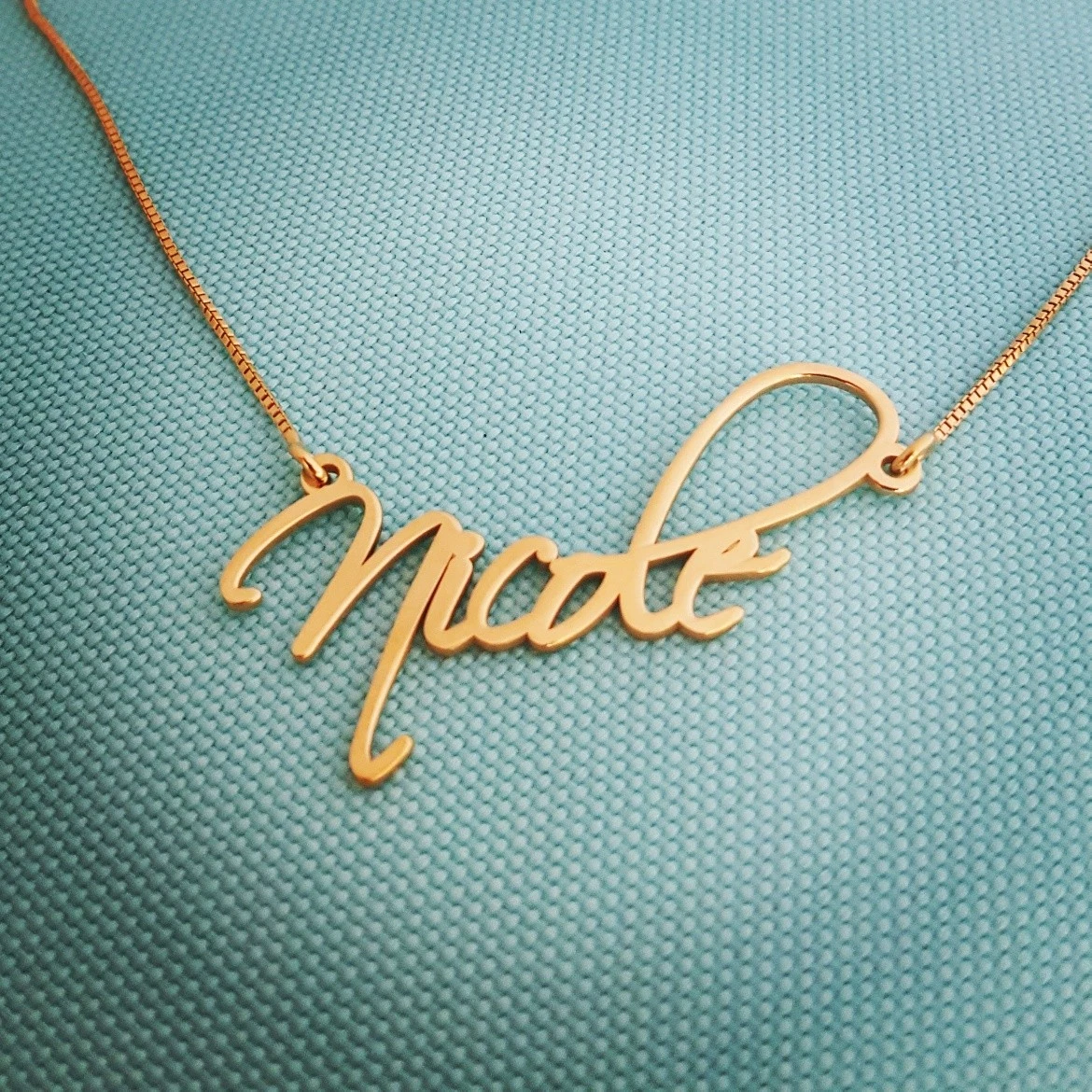 14k Solid Yellow Gold Personalized Name Necklace Nicole necklace