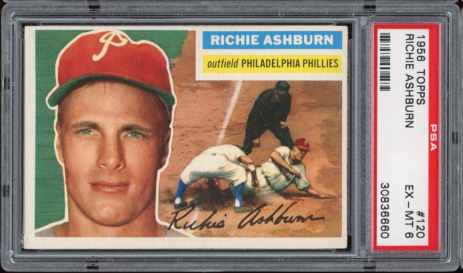 1956 Topps Baseball #120 Richie Ashburn Gray Back PSA 6 *d2