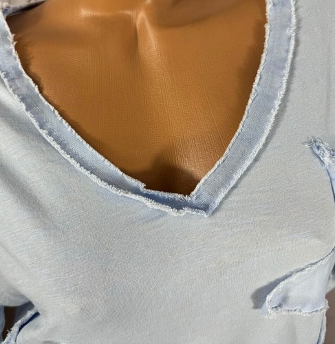 NEU SOMMER VNeck TShirt Top Italy Sterne STARS Patches HELLBLAU 38 40 42 - Bild 3 von 7