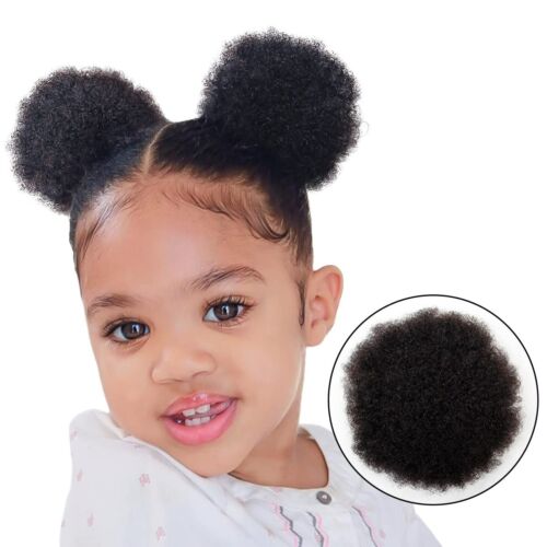 2PCS!! 4 inch 100% Human Hair Small Afro Puffs Girl Hair Drawstring Ponytail