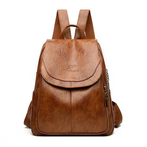 Women's soft leather backpack with large capacity - Picture 7 of 13