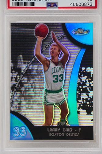 Larry Bird 2007 Finest #50 refractor azul/199 Celtics PSA 10 GEMA COMO NUEVO - Imagen 5 de 8