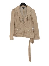 White House Black Market Women's Jacket Uk 6 Tan Polyester With Nylon Overcoat