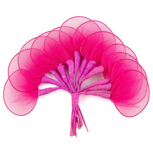 Bulk Package of 144 Sheer Fuschia Nylon 4" Leaves - Picture 3 of 3