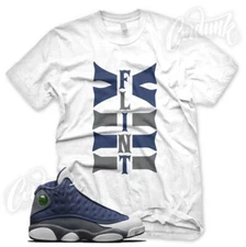 FLINT XIII Sneaker T Shirt for J1 Retro 13 Flint Navy White French Blue