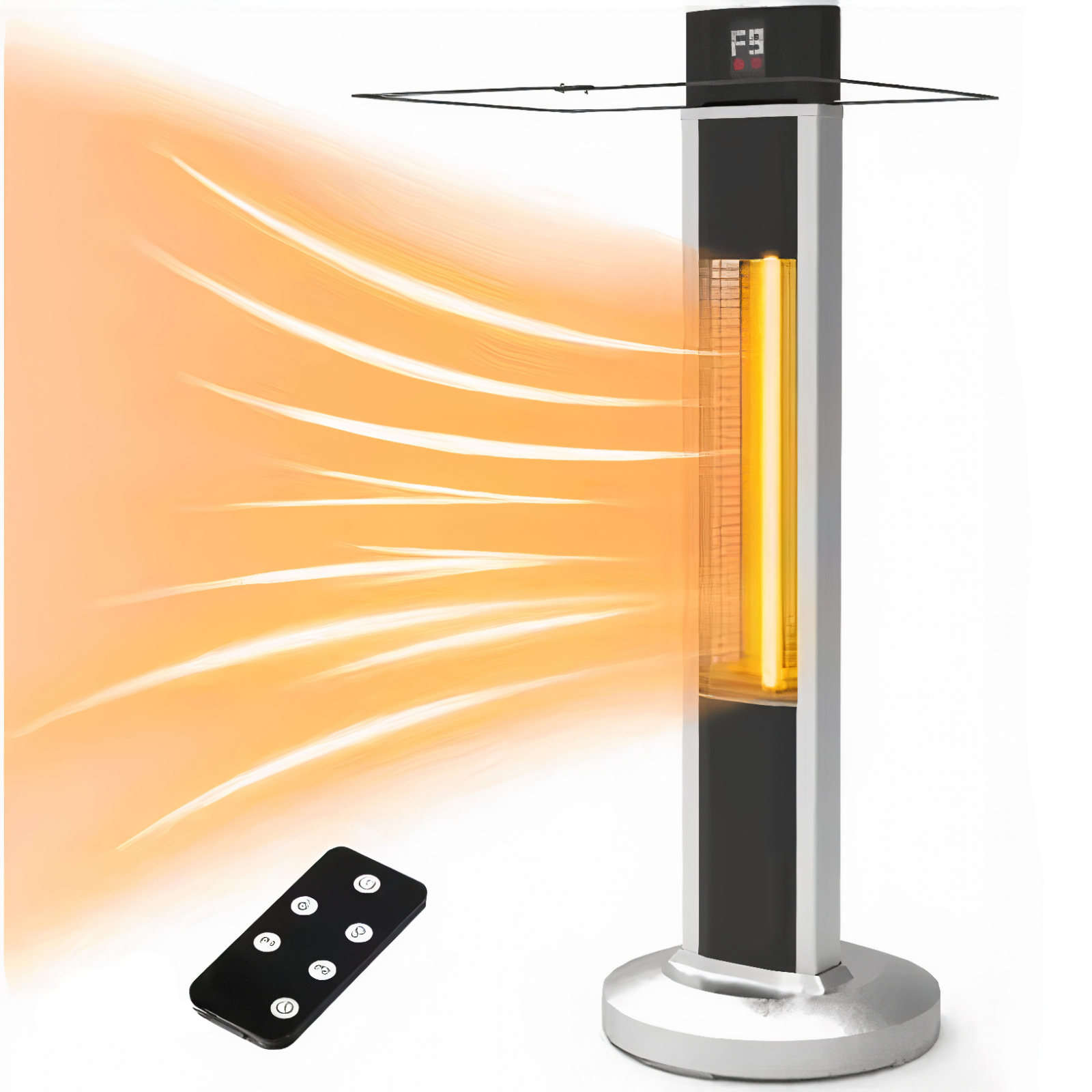 1500W Electric Infrared Carbon Heater Space, Tip-Over Protection, Remote Control