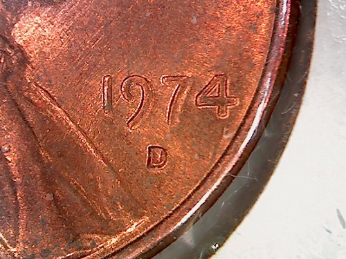 Blazing RD BU 1974 D Lincoln cent Error DDO- Uncirculated. 105 - Picture 4 of 8