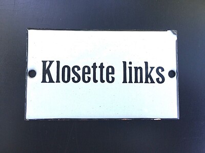 kleines Emailschild - Klosette links