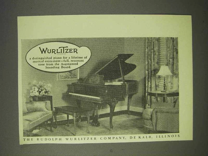1939 Wurlitzer Grand Piano Ad eBay