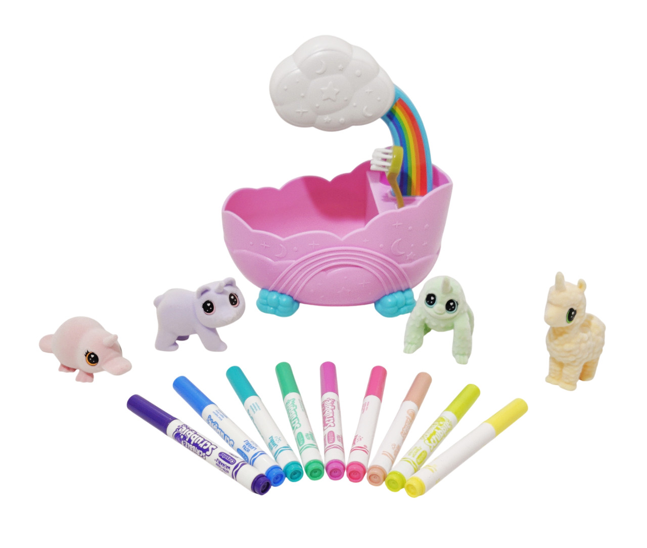 Crayola Scribble Scrubbie Peculiar Pets Rainbow Tub Set, Kid Pet Care Set