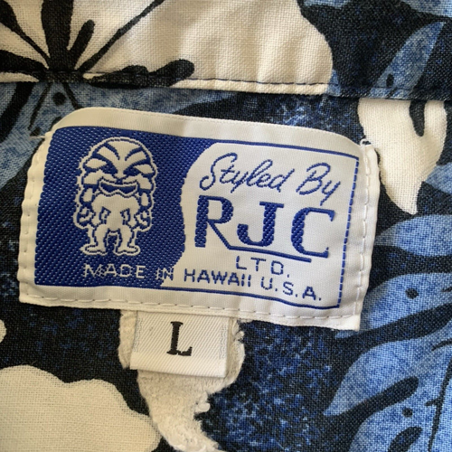 RJC blau weiß Hawaiihemd Herren große Blumen Hibiskus Monstera Blatt - Bild 6 von 6