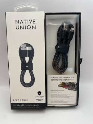 Native Union Belt Cable USB-A /8pin 4ft - Cosmos  BELT-L-CS-BLK-2-NP MFi-Cert