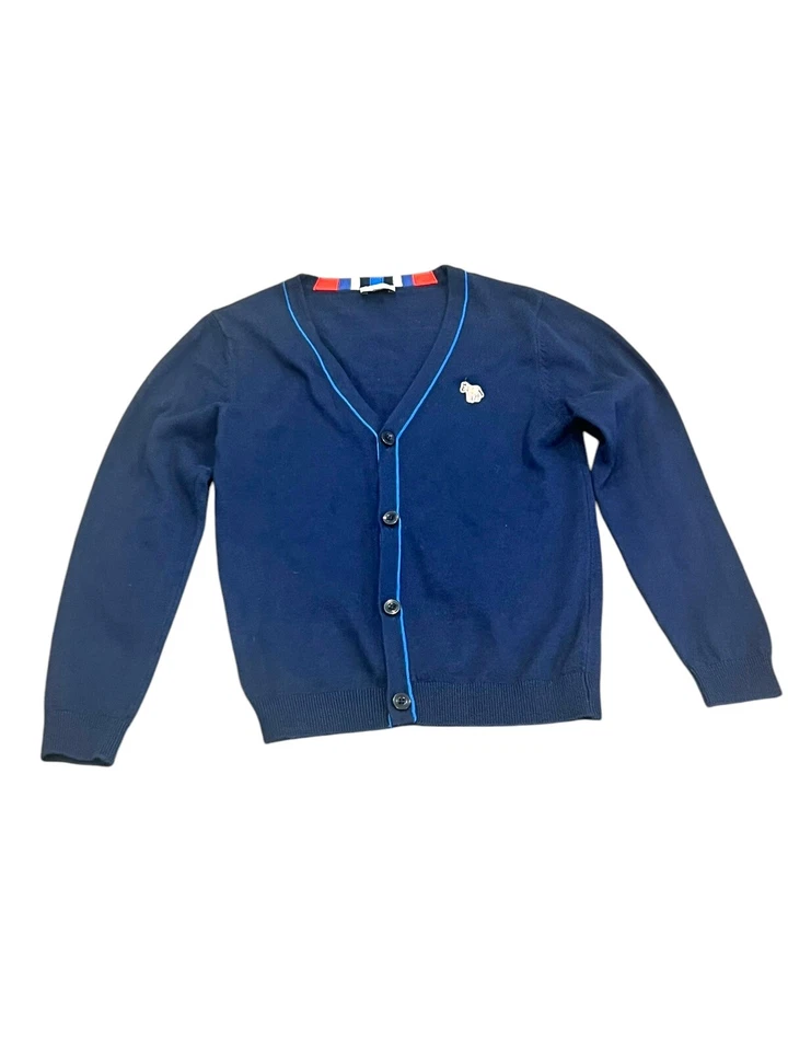 PAUL SMITH SUÉTER MASCULINO JÚNIOR AZUL CARDIGÃ ALGODÃO CASHMERE PULÔVER LOGOTIPO 8 - Imagem 4 de 4