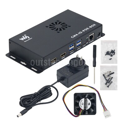 CM4-IO-POE-BOX PoE Mini PC w/ Cooling Fan For Raspberry Pi Compute Module 4