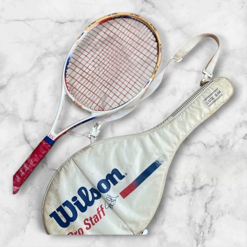Wilson Steffi Graf Rare White Tennis Racket with Cover, Vintage ...