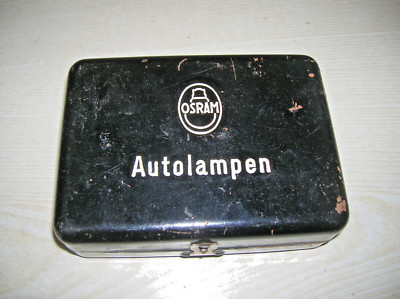 Original alte OSRAM Autolampen Blechdose Vintage Oldtimer 40er Jahre 15x11x5,5