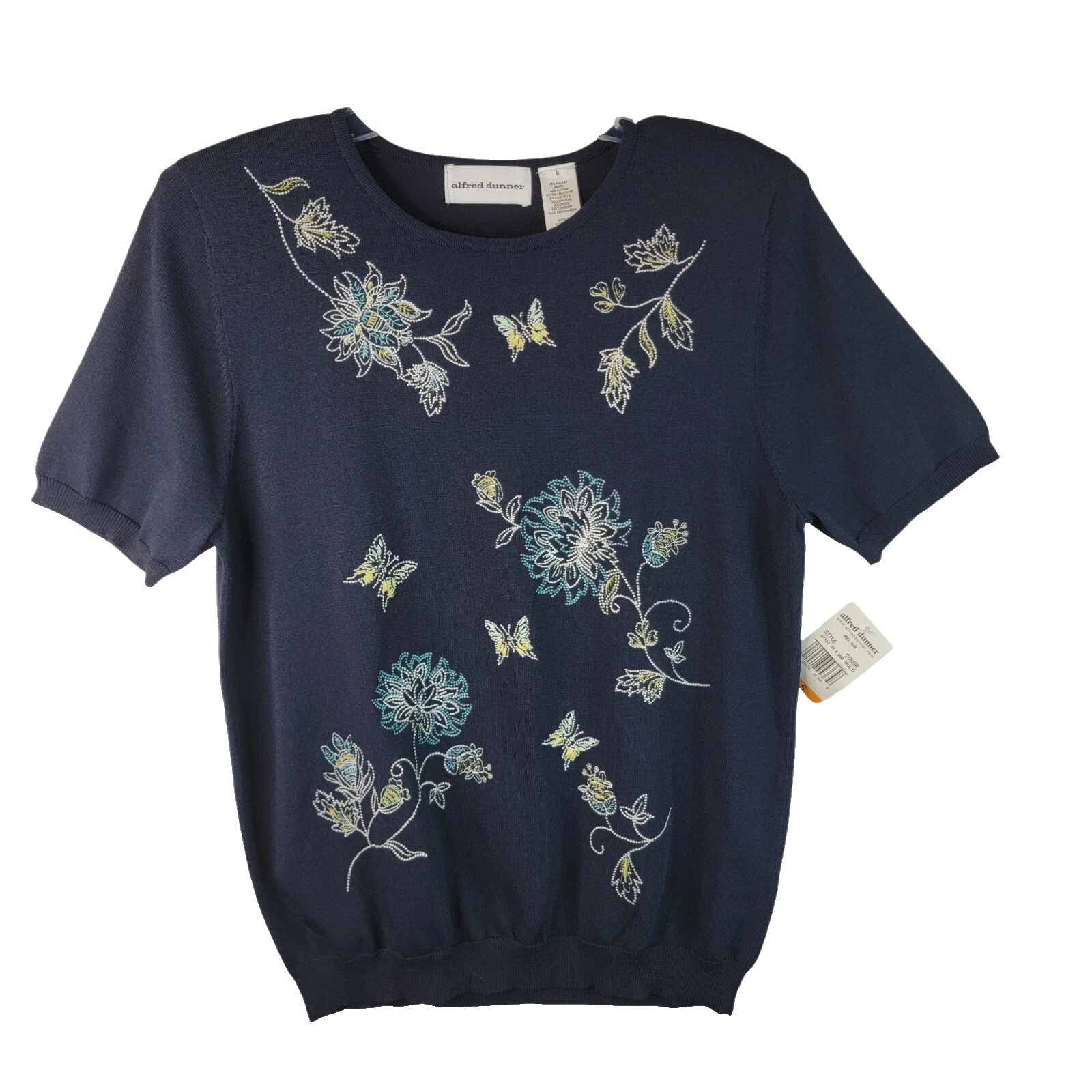 Alfred Dunner Short Sleeve Floral Sweaters for Women