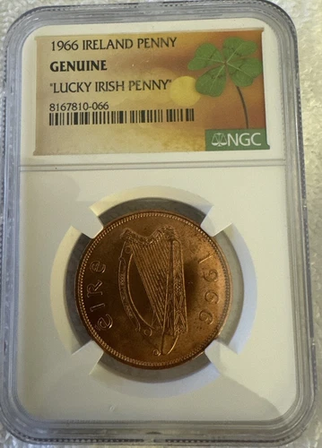 🍀”Lucky Irish Penny” - NGC - 1966 - Ireland 1p