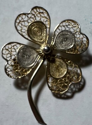 Mark Four Leaf Clover Jewelry Hallmark Sterling Silver Multi-Color