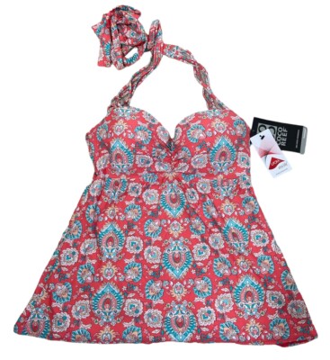 Coco Reef Woman s Tankini  32-34 D  Floral Tangerine Swimsuit Top
