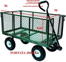 CARRELLO CARRELLI GIARDINO MODELLO CIRCE PORTATA 300 KG  timone sterzante