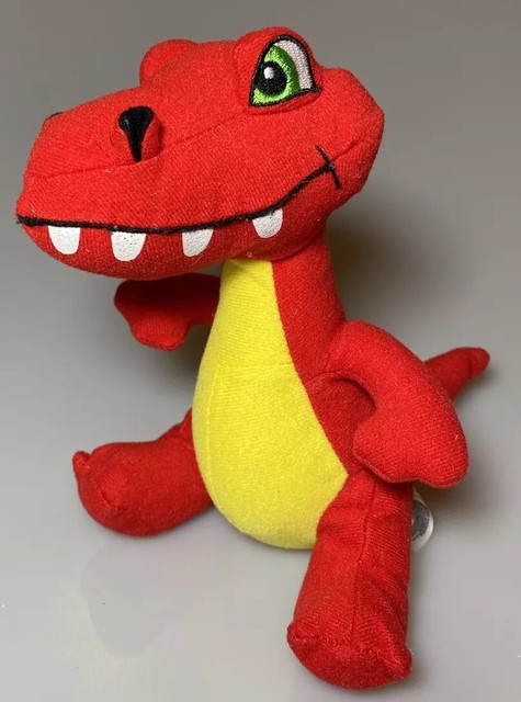 red stuffed dinosaur