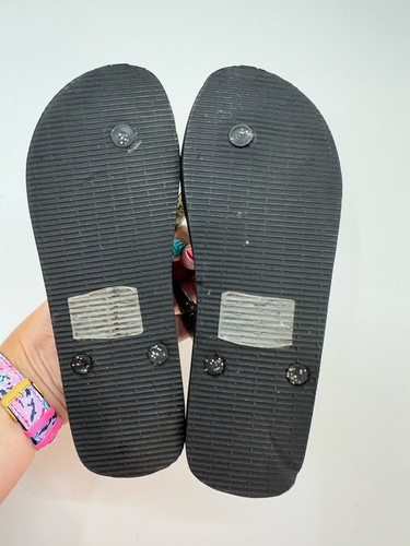 Roca Wear Womens Flip Flops Size 6 Joice Black SparkleY2K Logo Gem Thong - Picture 5 of 8