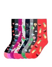 NEW MIXED LOT 4 PAIRS WOMEN'S NOVELTY FASHION TRENDY FUNKY FUN CREW SOCK SZ 9-11