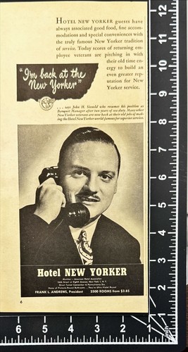 1946 Hotel New Yorker Vintage Print Ad John Sienold Banquet Manager - Picture 2 of 6