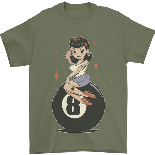 8 Ball Pool Pinup Herren T-Shirt 100 % Baumwolle - Bild 2 von 96