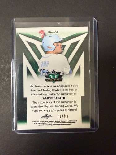 2020 Leaf Valiant Aaron Sabato Green Prismatic Auto RC /99 Twins - Bild 2 von 6