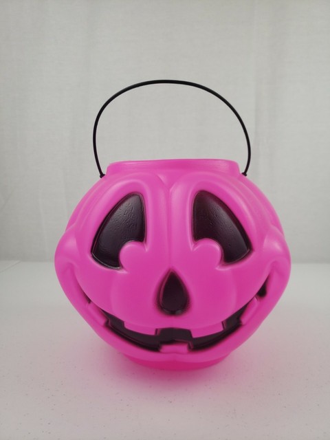 PINK General Foam Plastics Pumpkin Candy Pail Blow Mold Bucket Vintage