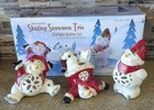Blue Sky Skating Snowman Trio Tea Light Jolder Set Heather Goldmine Christmas