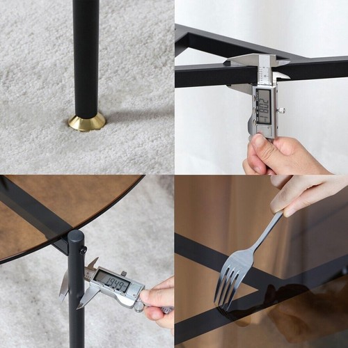 Artistry &Technical Glass Round Coffee Table Side Table with Stylish Metal Frame - Picture 12 of 27