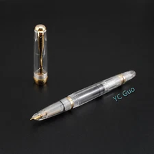 2018 Model Wing Sung 618 Transparent Piston Fountain Pen Golden Clip Fine Nib  
