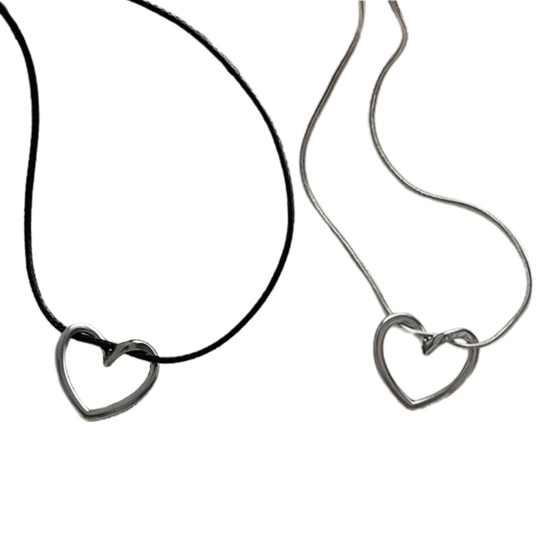 Fashion Hollow Heart Pendant Necklace Simple Choker Adjustable Neckchain Jewelry