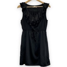 Forever 21 Dress Women's M Black Sleeveless Satin Ruffle Whimsigoth Minimalist